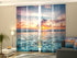 Set of 4 Panel Curtains Sunset Over the Ocean Waves