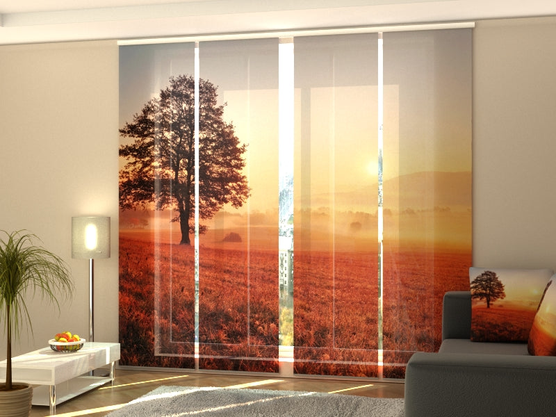 Set of 4 Panel Sunset and Tree