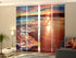 4-Panel Curtains Kit with 4-Track Rail, Sunset over Waves, Size: 60x270 cm