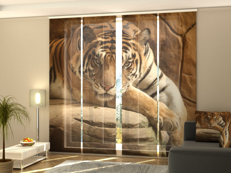 Set of 4 Panel Tiger on a Rock
