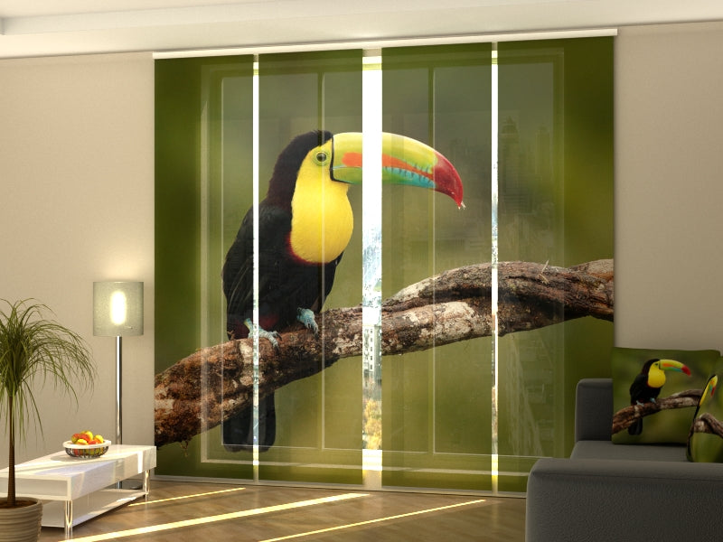 Set of 4 Panel Curtains Toucan on the Branch