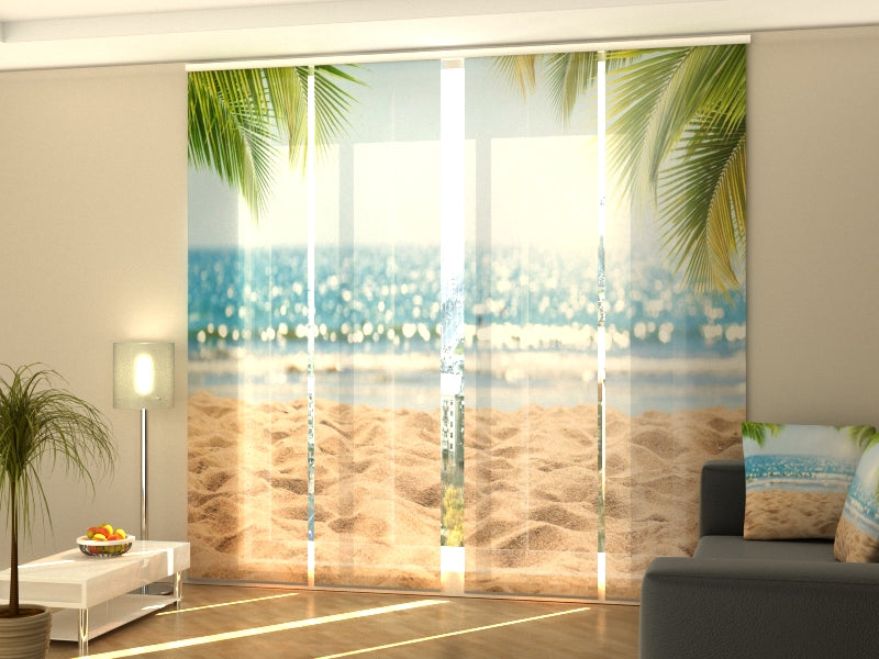 Set of 4 Panel Curtains Tropical Landscape