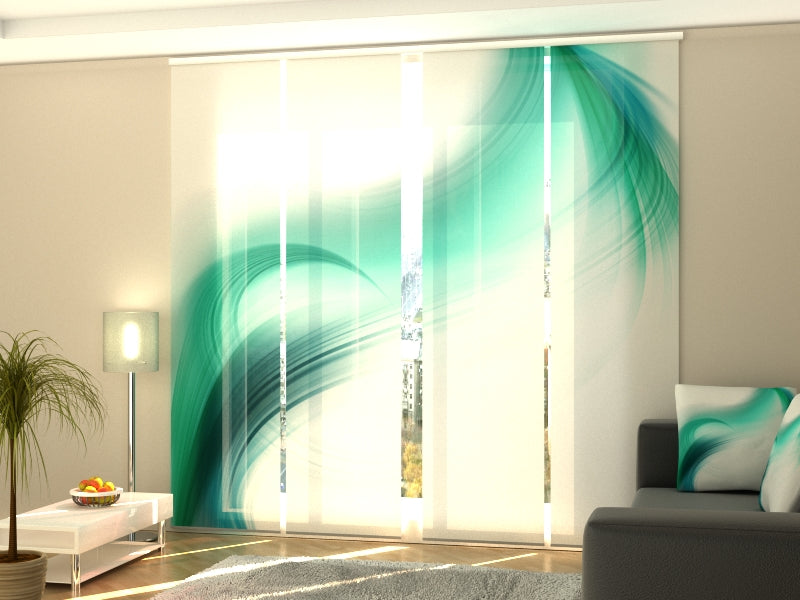 Sliding Panel Curtain Turquoise Abstraction