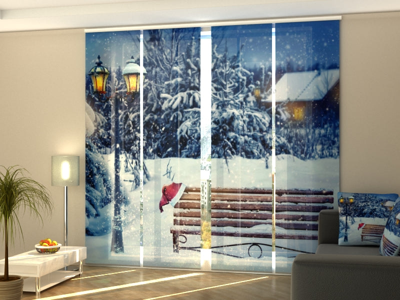 Sliding Panel Curtain Waiting for Christmas