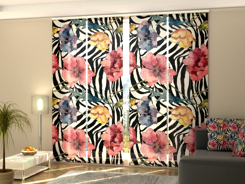 Set of 4 Panel Watercolor Fashion Poppies