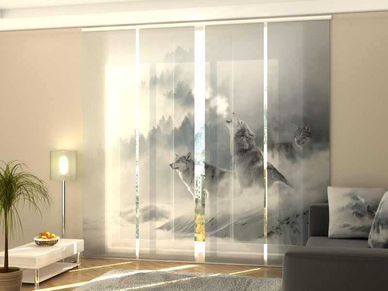Set of 4 Panel Wolves in Mist