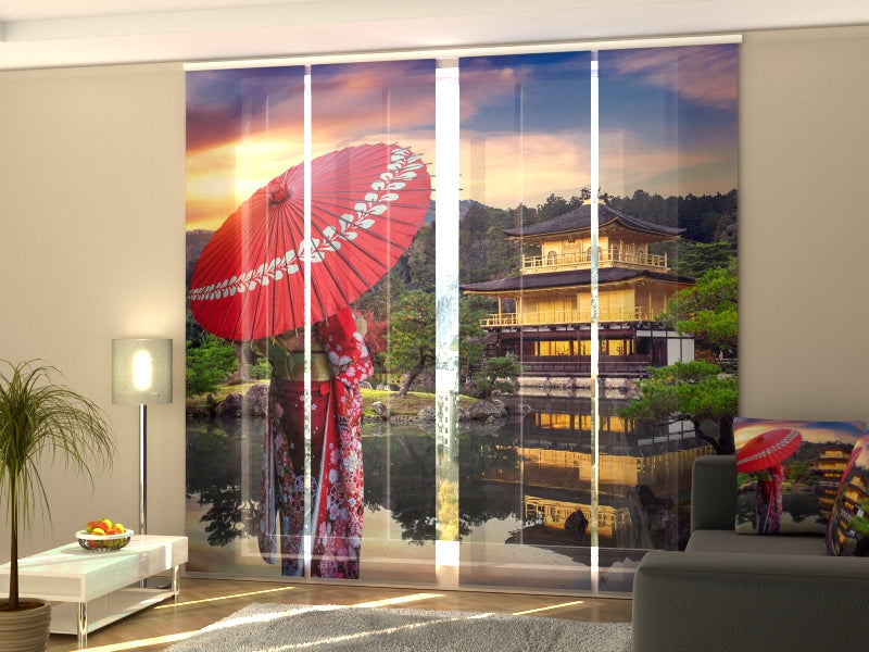 Set of 4 Panel Woman in  Kimono