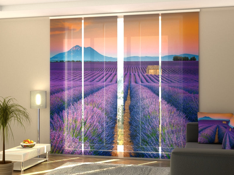 Set of 4 Panel Curtains Wonderful Lavender Fields in Provence