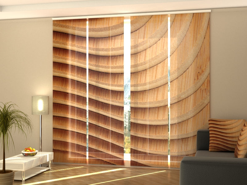 Juego de 4 paneles de cortinas de madera con ondas abstractas