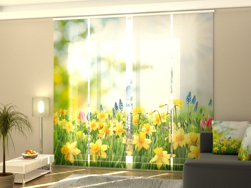 Set of 4 Panel Yellow Daffodils