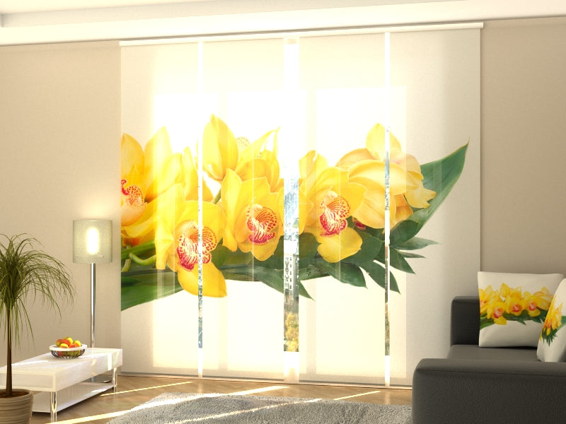 Set of 4 Panel Yellow Orchids