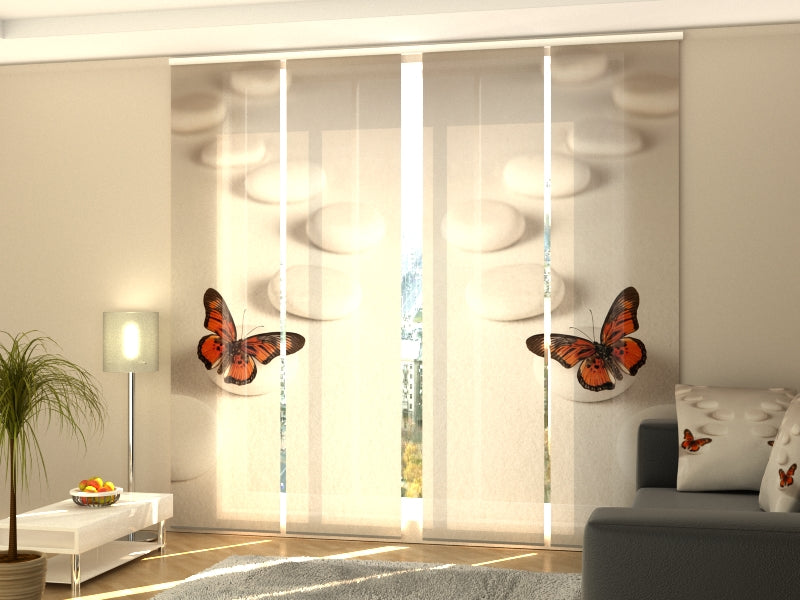 Set of 4 Panel Curtains Zen Butterfly