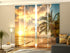 4-Panel Curtains Kit with 4-Track Rail, Beautiful sunset on a Barbados, Size: 60x245 cm
