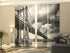 4-Panel Curtains Kit with 4-Track Rail, Black and White bridge, Size: 60x270 cm