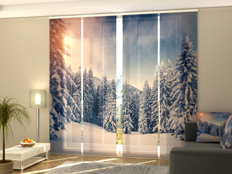 Ensemble de 4 panneaux de rideaux Coucher de soleil de Noël
