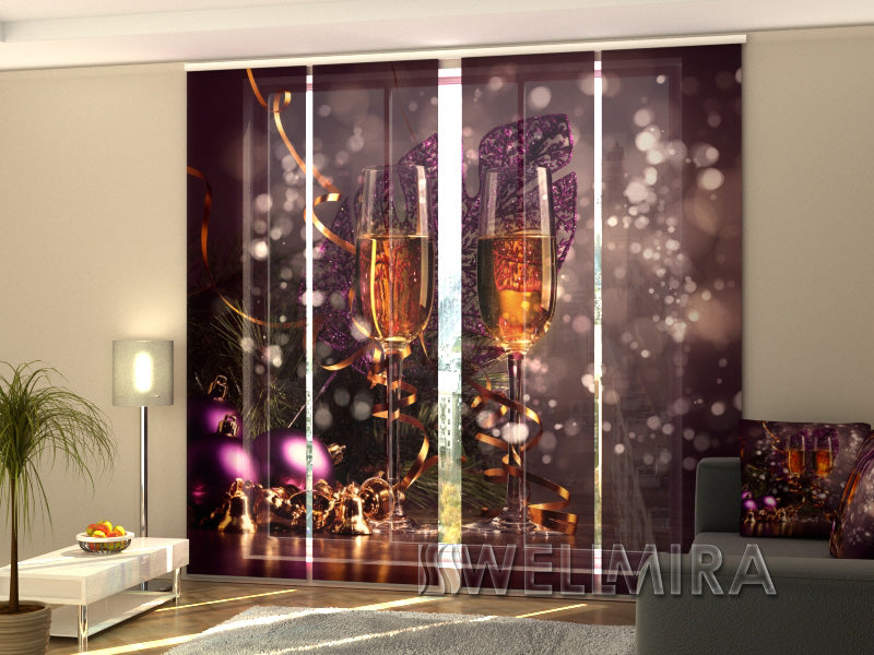 Set of 4 Panel Curtains Christmas Wine - Wellmira