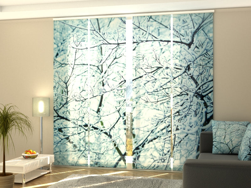 Set of 4 Panel Curtains Frosty Branches