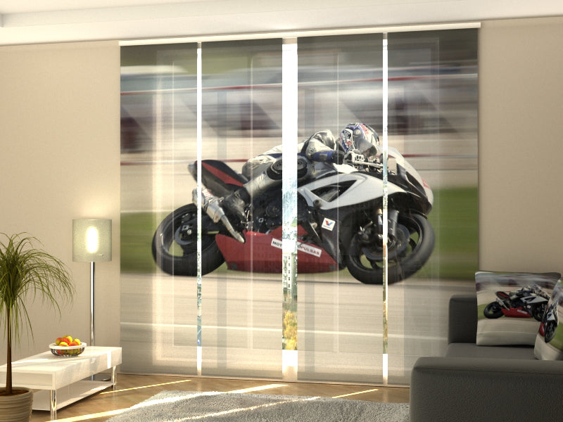 Set of 4 Panel Curtains Motorcycle speed - Wellmira