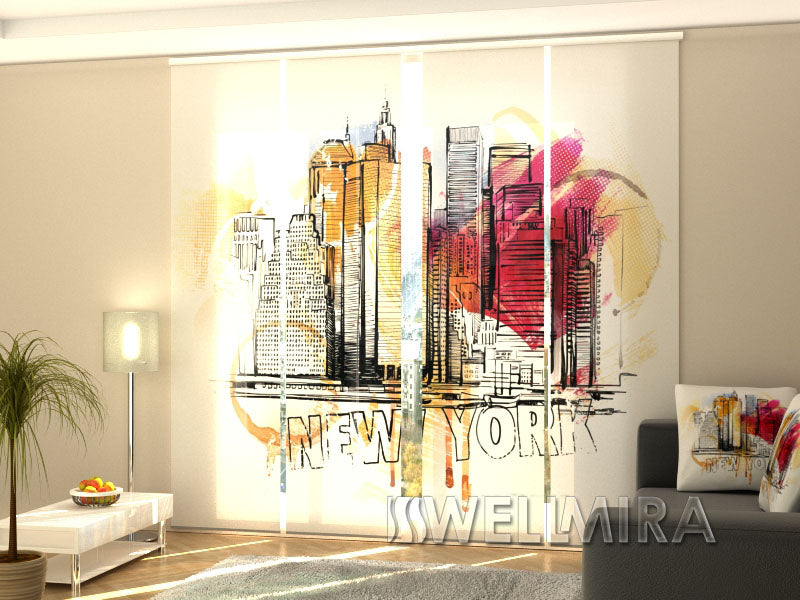 Set of 4 Panel Curtains New York Art - Wellmira