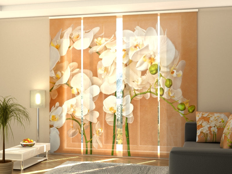 Set of 4 Panel Curtains Orchids Asia - Wellmira