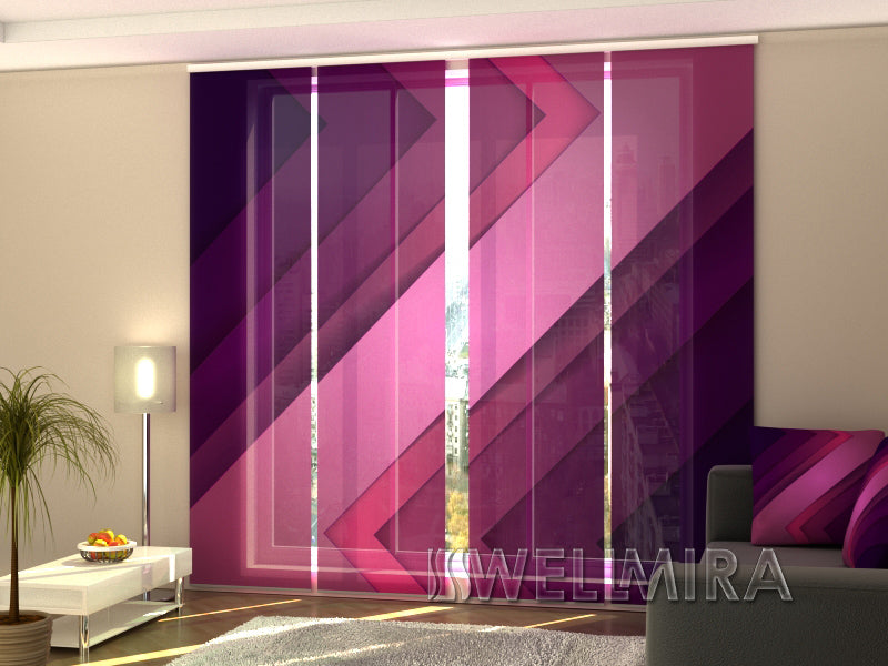 Set of 4 Panel Curtains Purple Lines - Wellmira