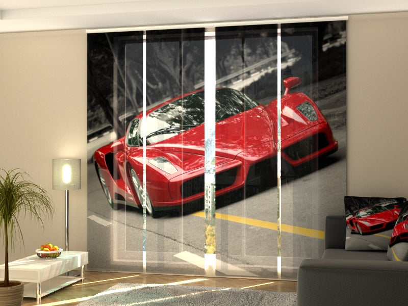 Set of 4 Panel Curtains Red Supercar - Wellmira