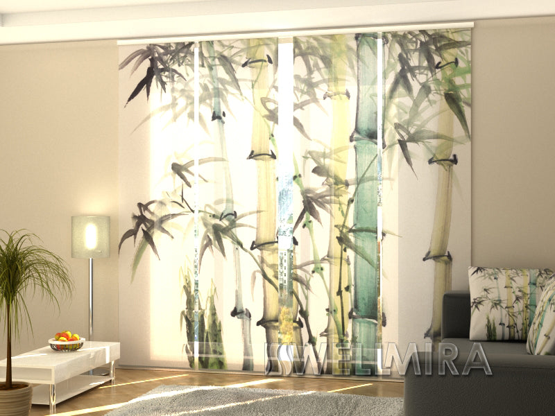 Set of 4 Panel Curtains Watercolor bamboo - Wellmira