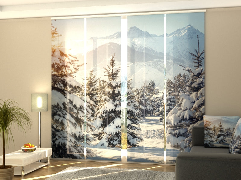 Set of 4 Panel Curtains Winter Sun