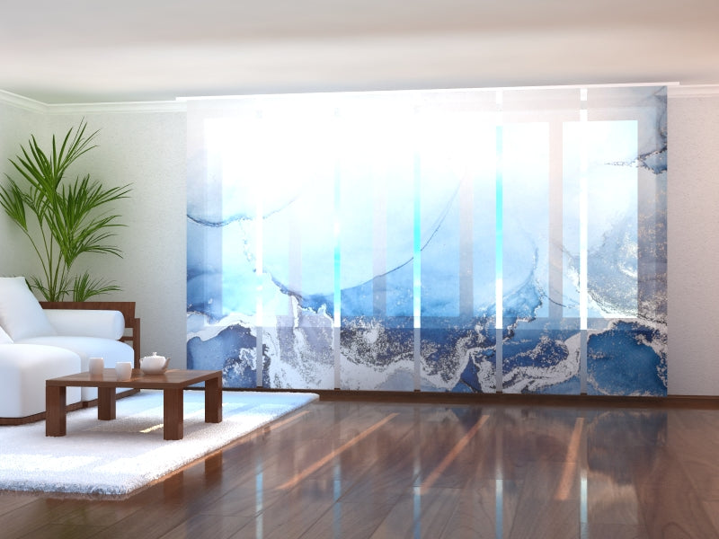 Juego de 6 paneles de cortinas Amazing Blue Marble with Silver