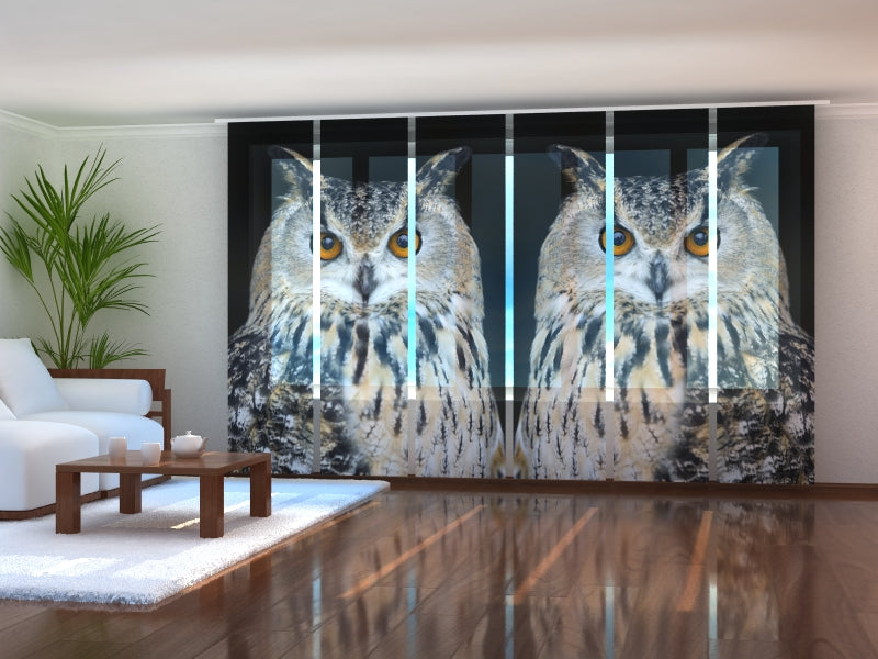 Set of 6 Panel Curtains Attentive Owl