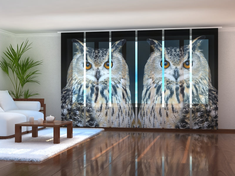 Set of 6 Panel Curtains Attentive Owl