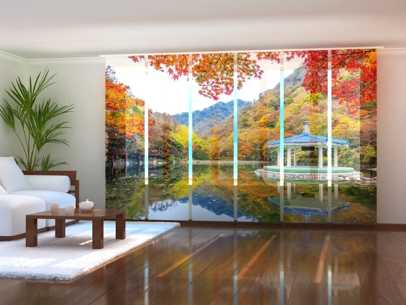 Set of 6 Panel Curtains Autumn in South Korea