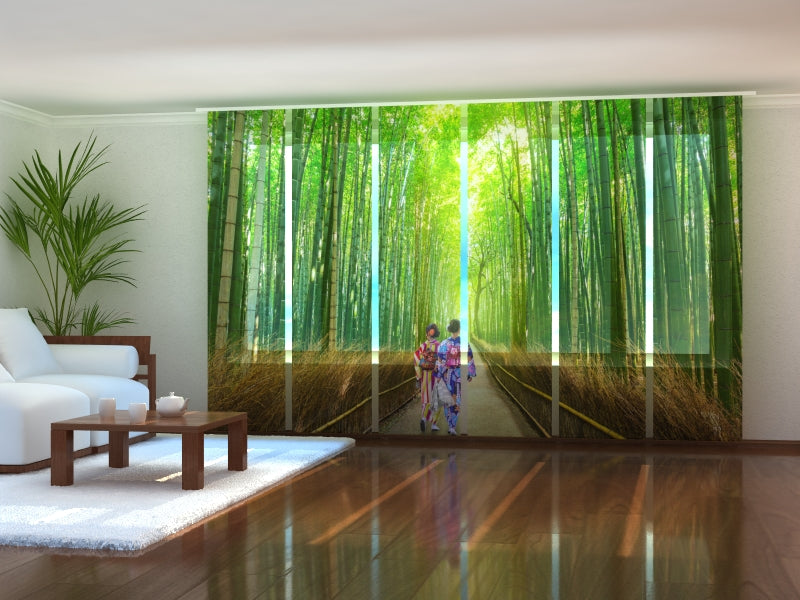 Set of 6 Panel Curtains Bamboo Forest of Arashiyama