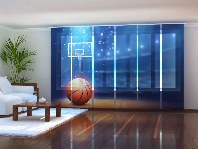 Set of 6 Panel Curtains Basketball Arena and Ball