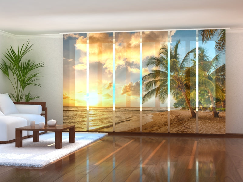 Set of 6 Panel Curtains Beautiful sunset on a Barbados