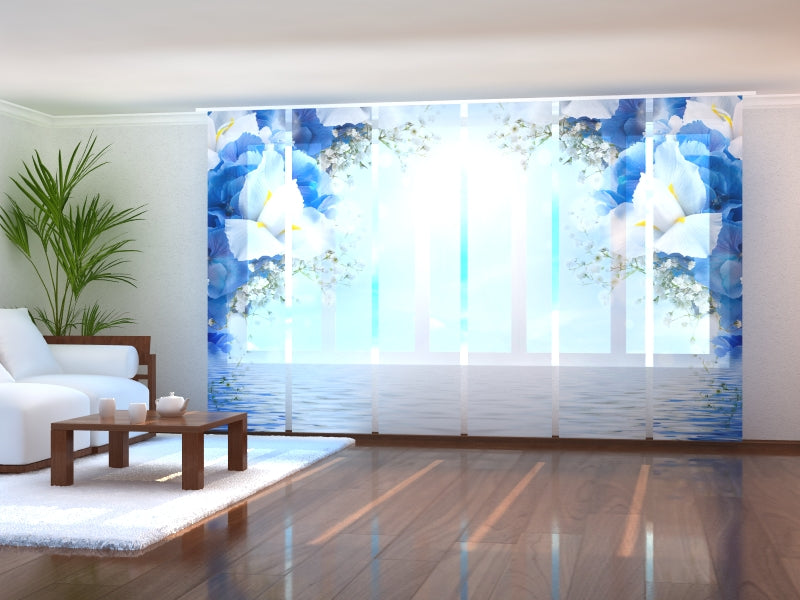 Set of 6 Panel Curtains Blue Irises 2