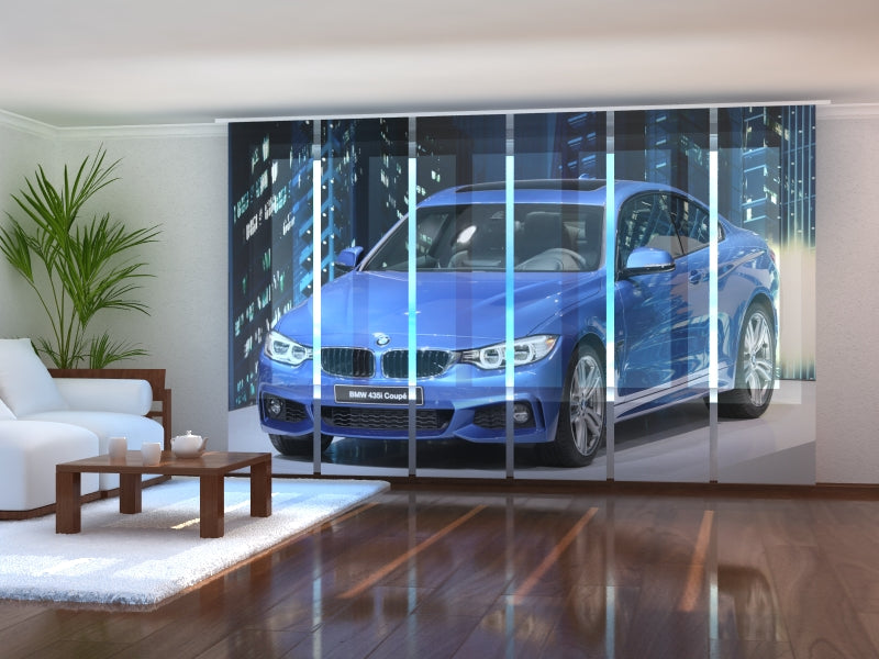 Set of 6 Panel Curtains Blue Supercar