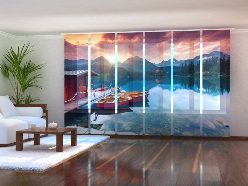 Lot de 6 Panneaux Rideaux Bateaux près de la Jetée