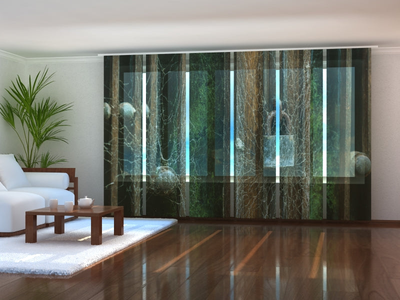 Set of 6 Panel Curtains Cobweb on an Old Lock