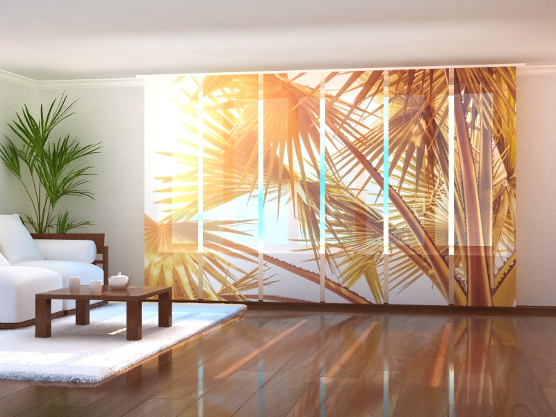 Set de 6 Paneles Cortinas Cobre Hojas de Palma