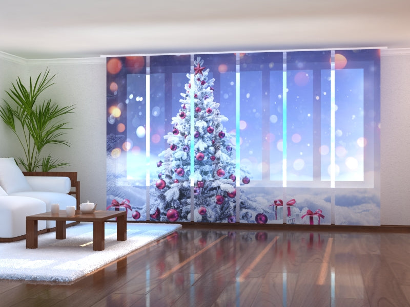Set of 6 Panel Curtains Decorated Christmas Tree