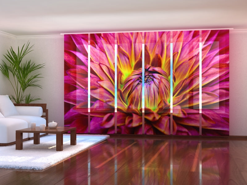 Set of 6 Panel Curtains Delicate Dahlia Flower