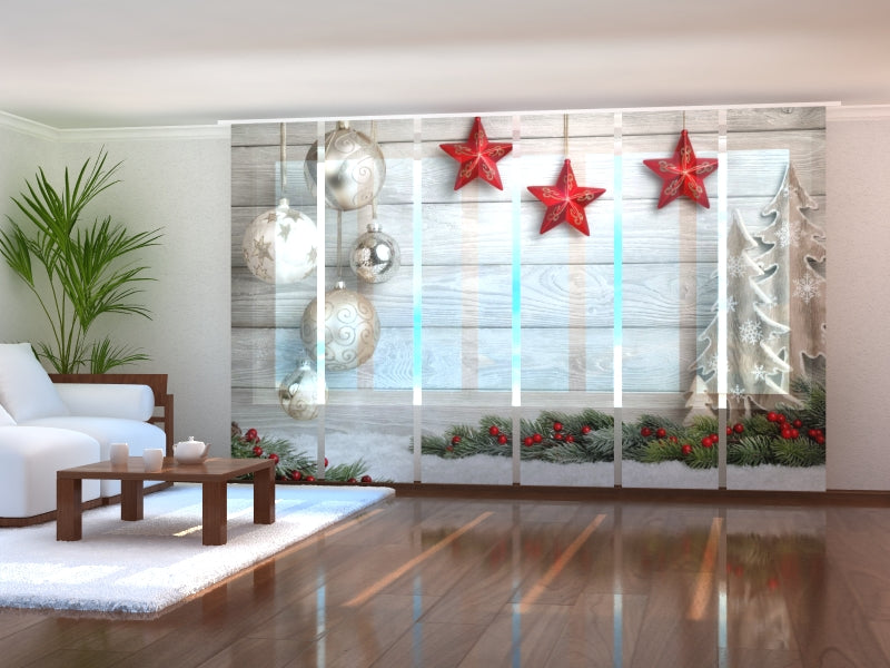 Set of 6 Panel Curtains Elegant Christmas Decorations