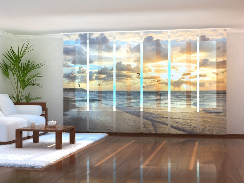 Set of 6 Panel Curtains Faraway Ocean