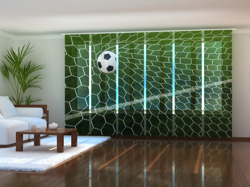Set of 6 Panel Curtains Football Ball in Goal