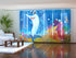 Set of 6 Panel Curtains Funny Shark