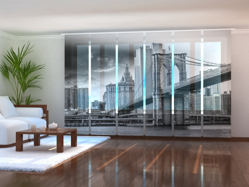 Set of 6 Panel Curtains Gray Brooklyn Bridge 2