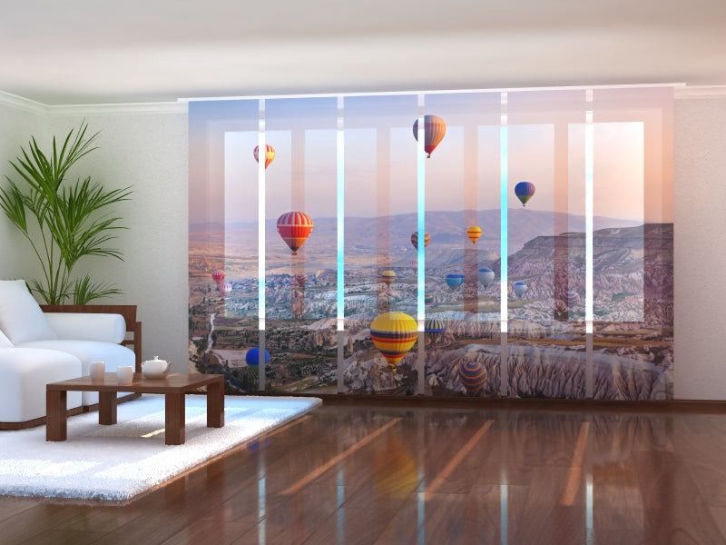 Set of 6 Panel Curtains Hot Air Balloons over Cappadocia