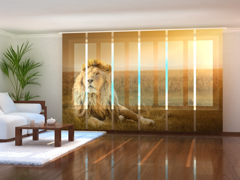 Set of 6 Panel Curtains King of Beasts