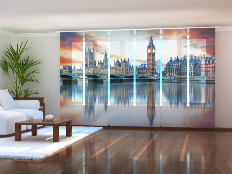 Set of 6 Panel Curtains London Big Ben and Houses of Parliament